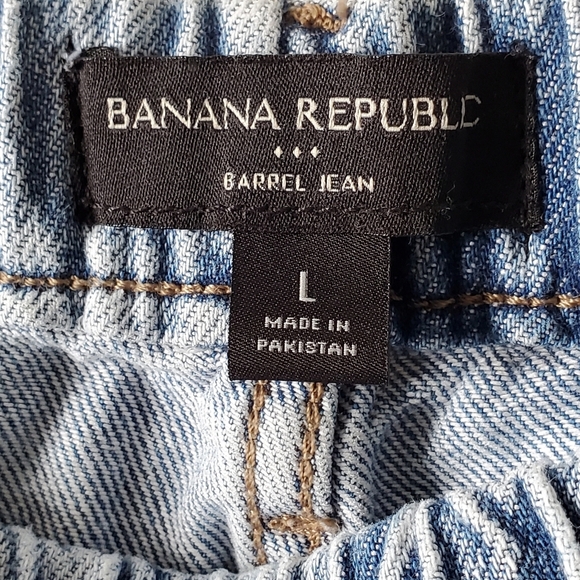 Banana Republic Barrel Jeans Size L Hi-Rise Drawstring Waist Light Wash Baggy - Picture 11 of 13